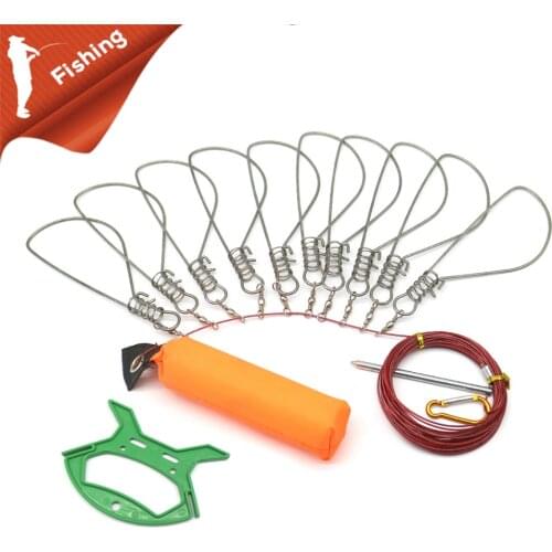 Fishing buckle stainless steel live fish buckle with float 10 fishing buckle stainless steel rope Accessories Tackle Tool S/L