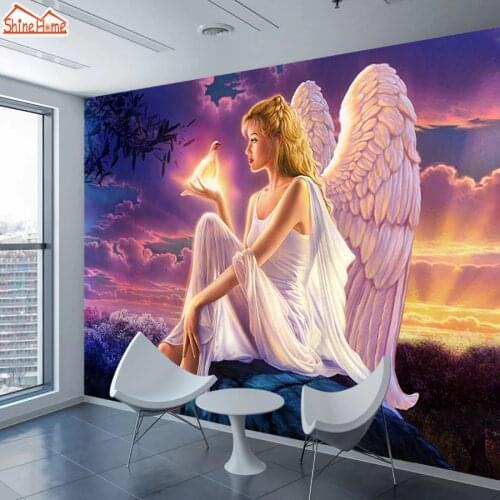 ShineHome-Vintage Wallpapers Wall Paper for Walls 3 d Living Room Bedroom Wallpaper Angel Wings Wall Decor Cafe Bar Home Decor