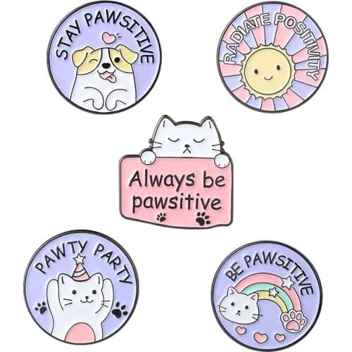 Lovely Cat Dog Enamel Pins Kawaii Kitties Puppies Brooches Backpack Badges Gifts For People Who Love Pets Jewelry Wholesale