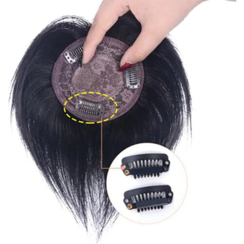 DIANQI Synthetic Blunt Bangs Invisible Seamless Hairpieces Female Short Fake Top Hair BB Clip Hair Pieces for Women Fake wig