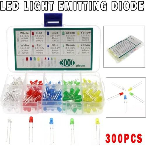 F5+F3mm LED Light Emitting Diodes Kit Red Yellow Blue Green White Assorted Colors With Storage Box Light Accessories