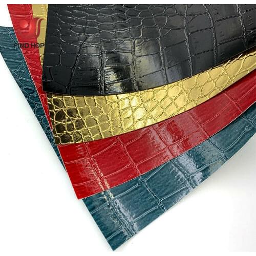A4 20*30cm Highlight Crocodile Pattern PU Faux Leather Fabric Embossed Upholstery Wallet Soft Bag DIY Craft Car Interior