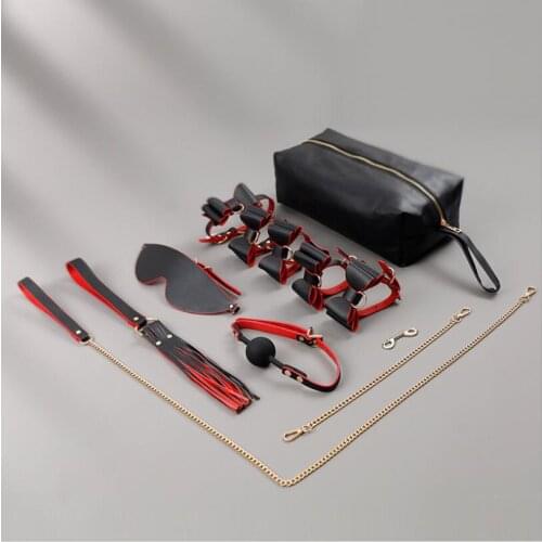 Sex Products Erotic Toys for Adults BDSM Sex Bondage Set Handcuffs Nipple Clamps Gag Whip Rope Sex Toys For Couples S0829