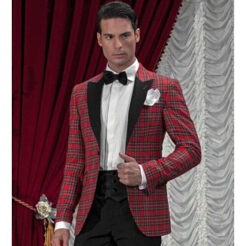Handsome Mens Suits Groom Tuxedos Groomsmen Wedding Party Dinner Best Man Suits Blazer (Jacket+Pants+Girdle+Tie) NO:370