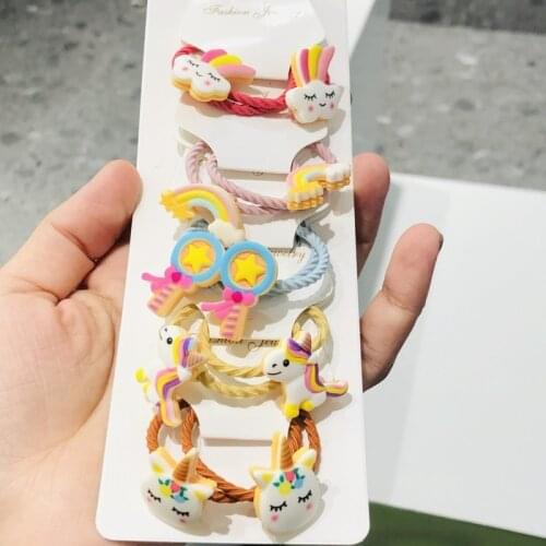 1Set Animals Unicorn Hair Accessories Children Rubber Bands Scrunchies Elastic Hair Bands Girls Headband Decorations Ties Gum