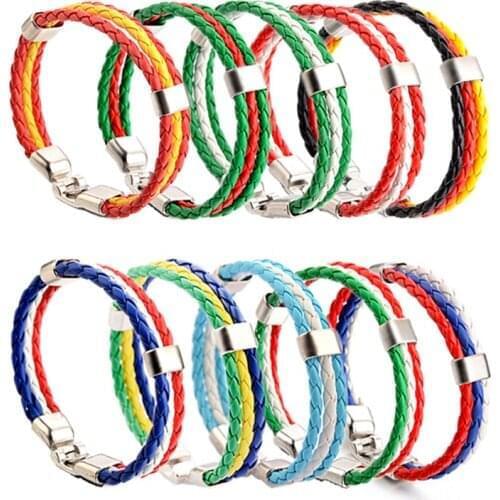 1PC Russia World Cup National Flag Color Bracelet Length 22cm Unisex Hand-woven Bracelets Wristband Bangle New 2020 Hot Sale