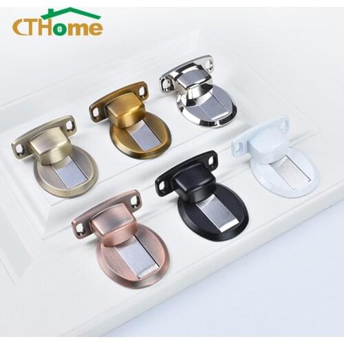 1pcs Magnetic Door Stops Zinc Alloy Door Stopper Punch-free Hidden Door Holders Catch Floor Anti-collision Suction Door Hardware