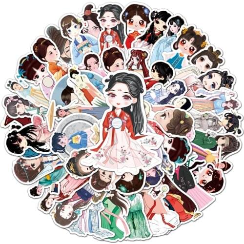 10/30/50PCS Cute Cartoon Pretty Girl Anime Stickers Aesthetic Guitar Laptop Luggage Motorcycle Waterproof Decal Sticker Kid Toys