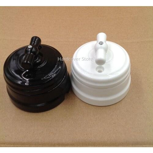 2pcs EU Ceramic Knob Switch Outdoor Lighting High Quality Ceramic Wall Lamp Switch 10A