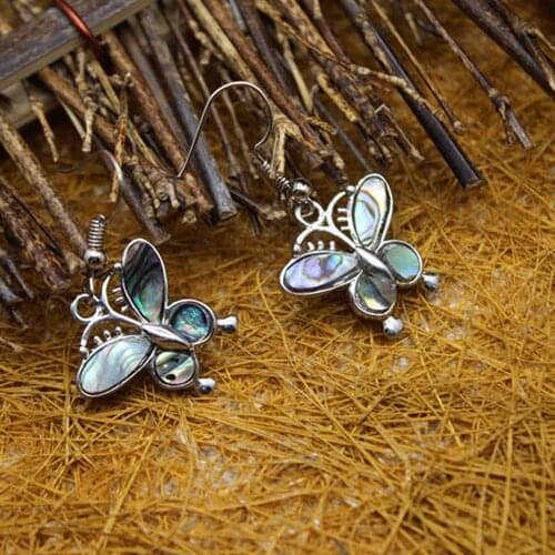 6 Pair Reiki Energy Retro Abalone Shell Earrings Dragonfly Butterfly Handmade Earrings Fashion Jewelry For Women Party