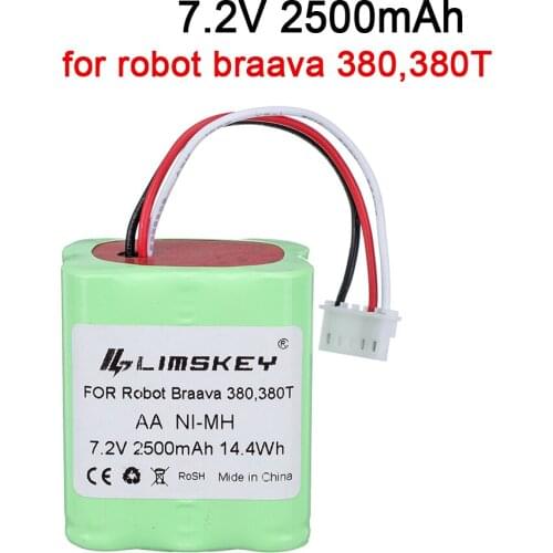 7.2V 2500mAh Battery for iRobot Roomba Braava 380 380T Mint 5200C Ni-MH 2500mAh 2.5Ah 7.2v Rechargeable battery 1Pcs