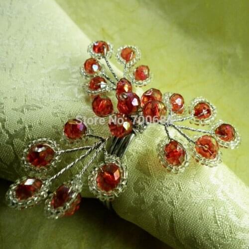Acrylic flower napkin ring with glass beads