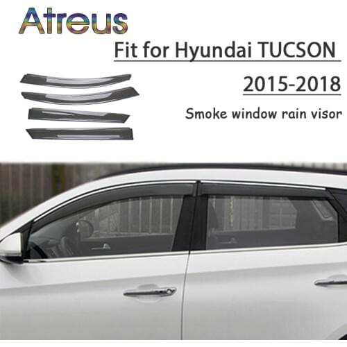 Atreus 1set ABS For 2018 2017 2016 2015 Hyundai Tucson Accessories Car Vent Sun Deflectors Guard Smoke Window Rain Visor