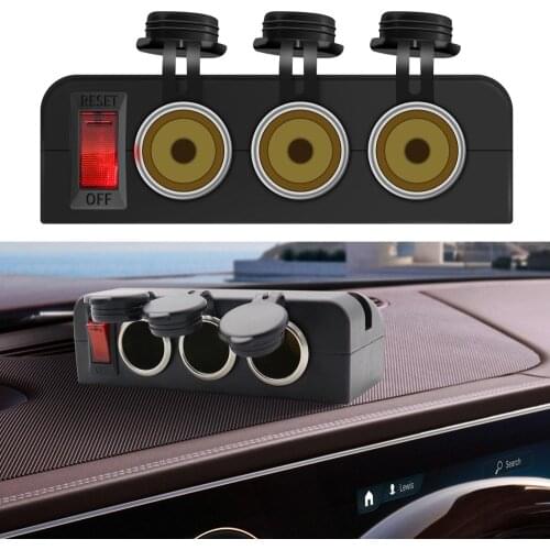 Car Splitter 3 Port charger DC 12V-24V Car Cigarette Lighter 16A Multi Socket Car Cigarette Lighter Splitter Triple Adapter