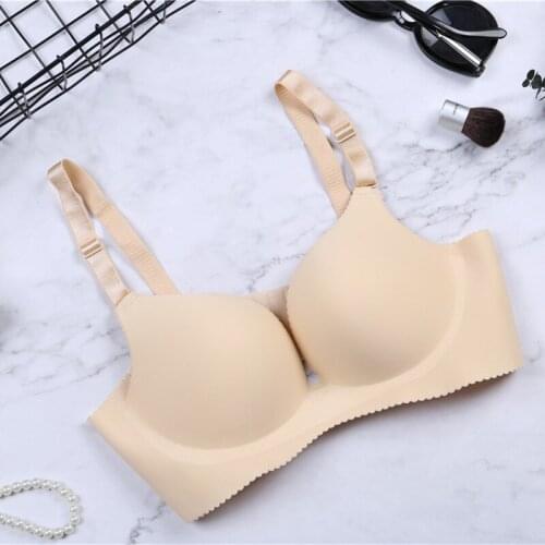 Sexy Seamless Bras Gather Adjustable Women Underwear Push Up B C Cup Wire Free Female Intimates 6 Color Solid Lingerie