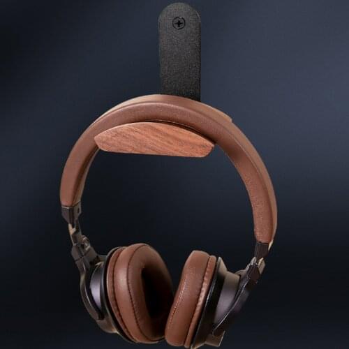 Wood Headphone Headset Hanger Wall desk mounted Headphone Stand Rack Table Hanging Hook Metal Storage Holder Rack