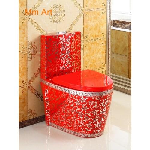 Home pumping red personality red toilet super whirlwind water-saving odorless toilet color ceramic toilet One Piece Closestool