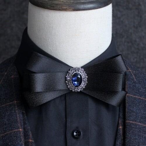 Formal Men Women Wedding Neck Collar Shirt Ribbon Bow Tie Cravat Gentleman Necktie Rhinestone Crystal Bowtie Christmas Accessory