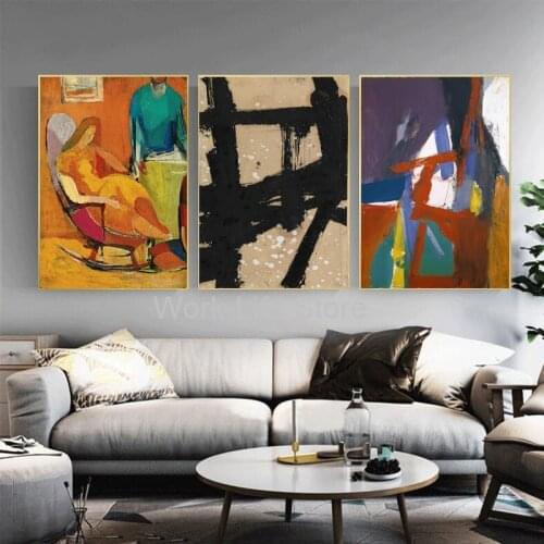 "RED BRASS" by Franz Kline Famous Oil Painting Reproduction Canvas Painting on Abstract Poster Wall Art picture for living room