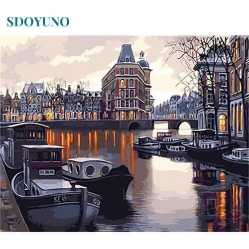 SDOYUNO 60x75cm Oil Painting By Numbers Kits Venice DIY Pictures By Numbers On Canvas Landscape Frame Hand Painting Home Decor