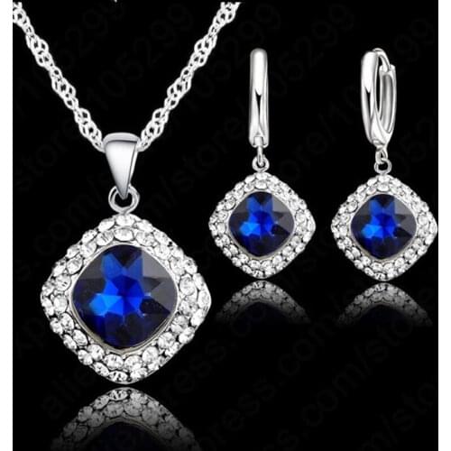 Women Hottest Brand 925 Sterling Silver Jewelry Sets Classic Colorful Necklace Earring Set Zircon Jewelry for Engagement