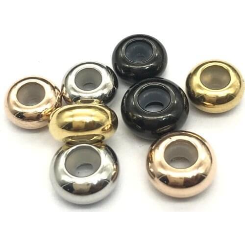 2/3mm Hole 316L Stainless steel Plated Round Beads Charms Rubber Inside Stereotype Spacer Beads for Bracelet Jewelry Making