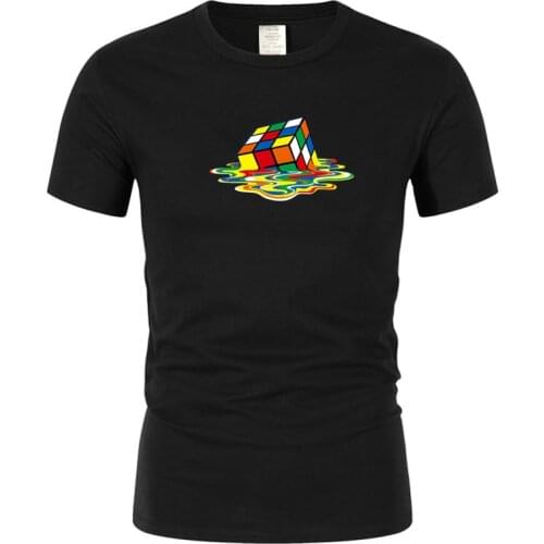 Summer Rubiks cube impression mens Casual Short Sleeve T-Shirt round neck Harajuku t-shirt mens casual womens hip hop top