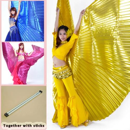 2021 Hot Selling Popular Women Egyptian Belly Dance Isis Wings Golden Belly Dancing Wing with Telescopic Rod stick on sale
