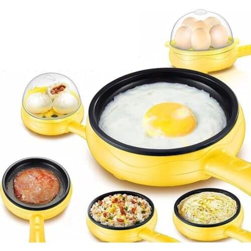 Multifunction Mini Household Egg Omelette Pancakes Electric Fried Steak Frying Pan Non-Stick Boiled Eggs Boiler Steamer Cooker