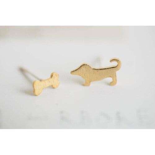 Fashion Lovely dog and bone stud earrings