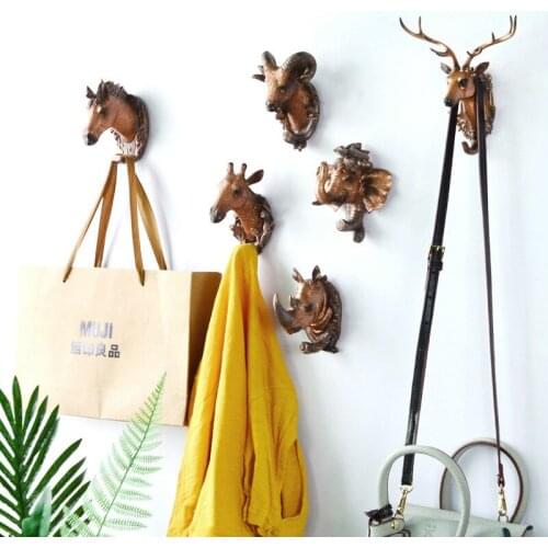 Wall Decor Creative Animal Head Decoration Hook Free Punch Hole Door Without Trace Bathroom Coat Hook Wall Mural