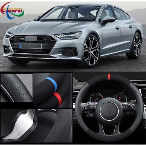 38cm Non-Slip Dreathable Suede steering wheel cover For Audi A7 Car Interior decoration accessories