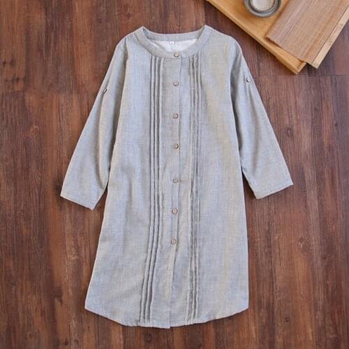 Sleepwear Female Night Dress Ladies Spring Long Sleeve Sexy Ladies Nightgown Women Cotton Double Thin Gauze Nightdress Nightwear