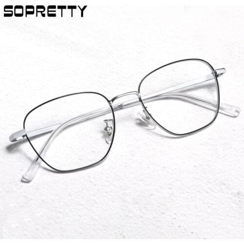 New Pure Titanium Glasses Frame Women Men Retro Polygonal Glasses Frame Wide-sided Myopia Frame F9025