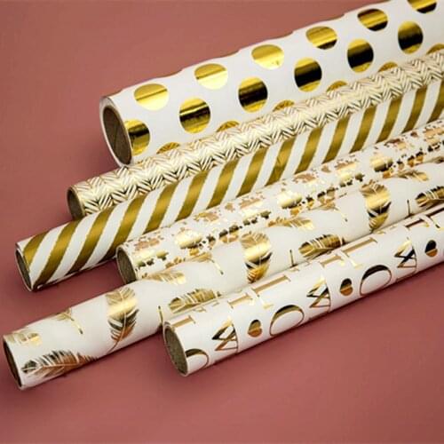 70*50cm Gold Dot Gifts Wrapping Paper Roll Gift Box Packaging for Wedding Birthday Party DIY Decoration Christmas New Year Decor