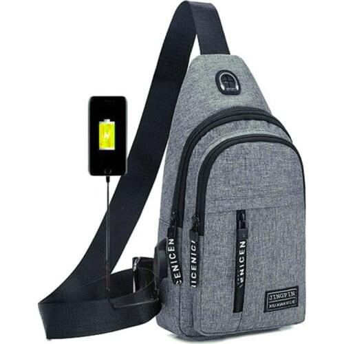 Casual Chest Bag Men Shoulder Bag Oxford USB Charging Male Crossbody Bag 2021 New