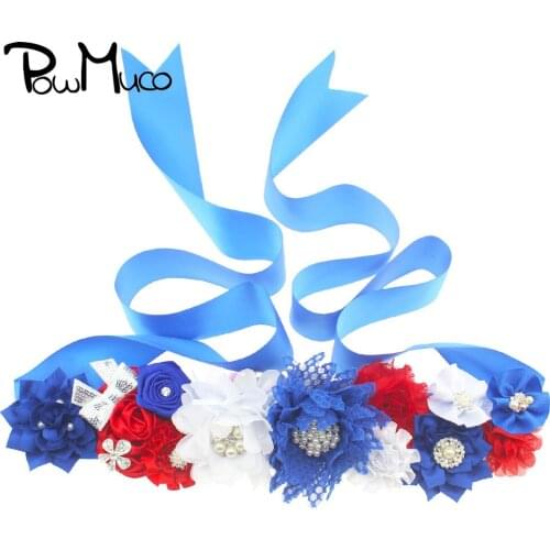 Powmuco Shining Pearls Rhinestone Flowers Sash Glitter Sequins Bows Floral Women Belts Dress Decoration Maternity Photo Props