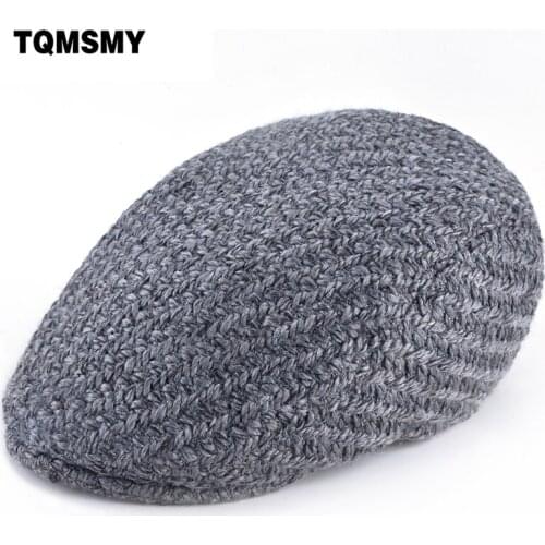 Retro Knitted wool hats for Men Berets Cotton Casual Visors Peaked cap Gorras Planas Flat Caps winter Mens Beret boina bone