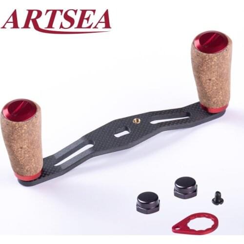 ARTSEA Refit 1K Carbon Fiber Fishing Reel Handle Rocker Light weight 29g Rubber wood Knob for Baitcasting Reel Fish Accessories