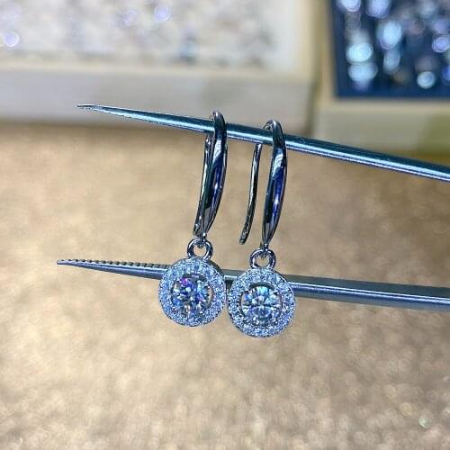 Moissanite earings jewelry diamond total 0.6/1/2ct Silver rhodium plated for women engagement wedding party anniversary gift