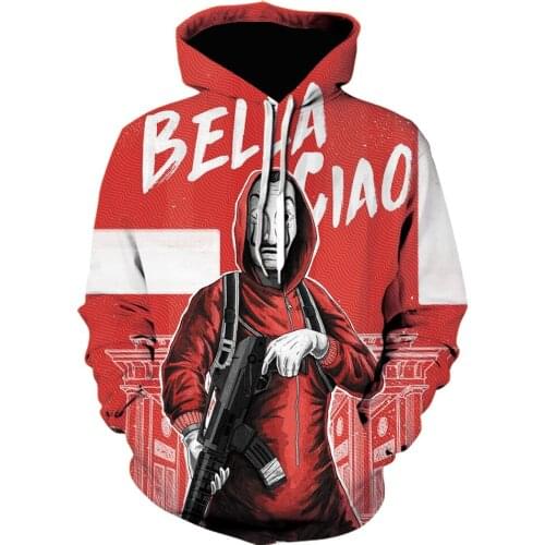 New red La Casa De Papel Hoodies Money Heist The Paper House Casual Streetwear Brand men clothing Pullover Hip Hop loose Jacket