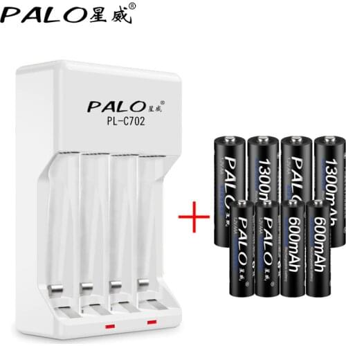 Universal LED Light Battery Charger For NI-MH NI-CD AA AAA Rechargeable Battery+4pcs 1300mAh AA+4pcs AAA Batteries