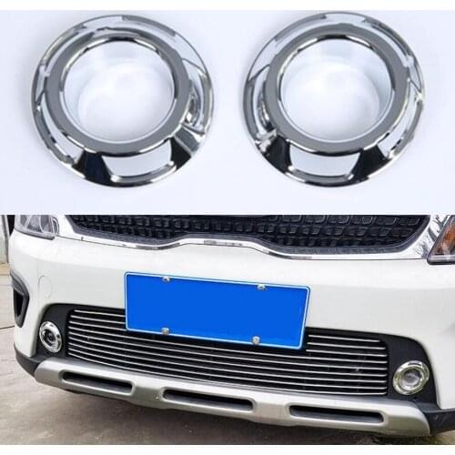 YAQUICKA 2Pcs Car Exterior Front Fog Light Lamp Decoration Ring Trim Styling Covers For KIA KX CROSS 2017 New ABS Accessories