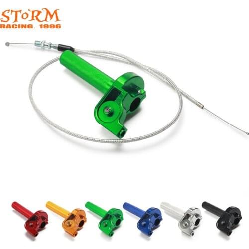 Motorbike CNC Billet Throttle Turn Grip Quick Twister Tube + Throttle Cable For HONDA SUZUKI KAWASAKI YAMAHA KTM Drit Bike
