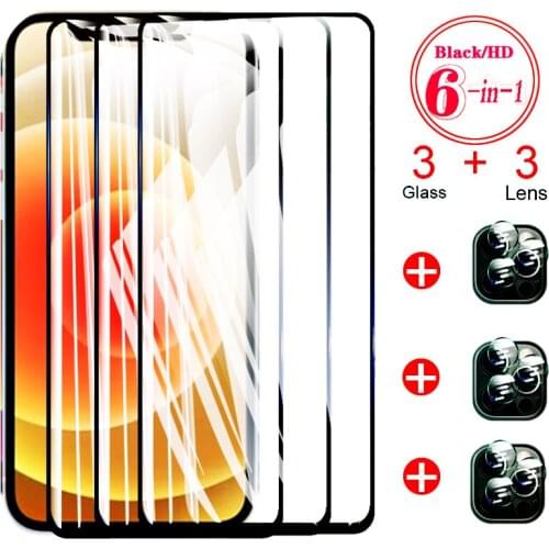 3PCS Full Cover Tempered Glass On the For iPhone 7 8 6 6s Plus X Screen Protector On iPhone X XR XS MAX SE 2020 11 12 Pro Glass