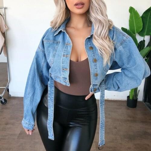 Women Denim Blue Coats Solid Long Sleeve Tuen-down Collar Buttons Up Fashion Street Jackets Female Fall Spring Plus Size S-3XL