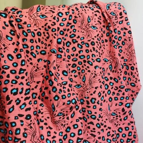 100*145cm Leopard Cotton Seersucker Fabric Children Summer Dress Textile Crepe
