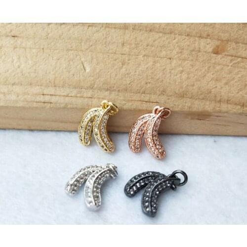 10 Pieces Tiny CZ crystal banana shape Charm Jewelry CZ zircon Stone Micro pave Pendant Finding DIY necklace for women PD948