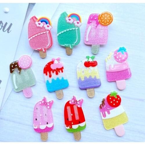 10Pcs Cute Mini Ice Cream Acrylic Flat Back Resin Cabochons Scrapbooking DIY Jewelry Craft Decoration Accessorie J24