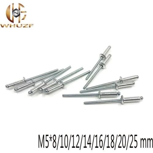 100pcs/lot M5*8/10/12/14/16/18/20/25 mm Aluminum Countersunk POP Head Rivet Core Pulling Decoration Rivets
